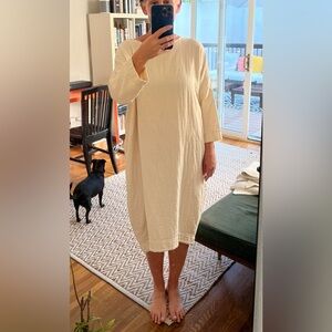 Black Crane Double Gauze Long Bud Dress with pockets